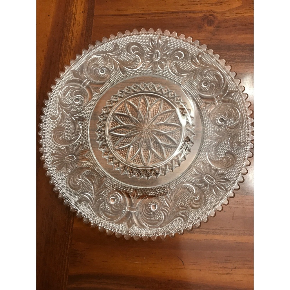 Westmoreland clear glass‎ 7 Inch plate floral scroll sandwich Design